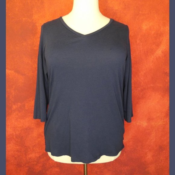 Navy Blue Westport Top Three Quarter Sleeves 2X - Picture 2 of 8